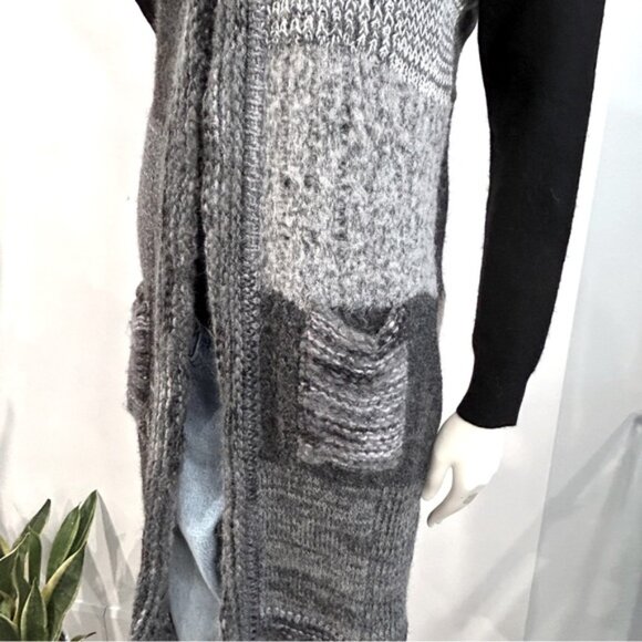 Vintage Boho Alpaca Patchwork Knit Long Vest - Picture 7 of 12